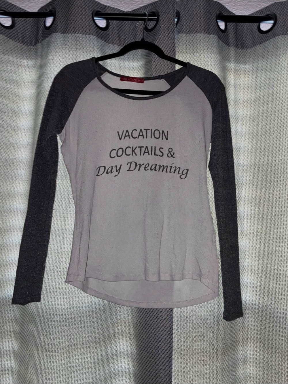 Saks Fifth Avenue Gray & White PJ Top